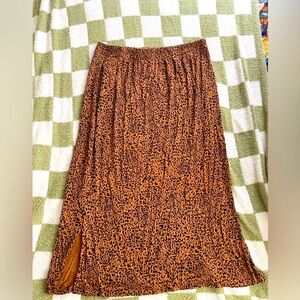 Amazon Essentials Brown Animal Print Midi Skirt